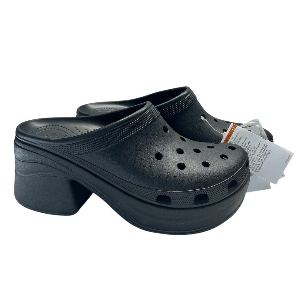 Crocs Siren Clog Platform Heeled Mule Black Unisex Size M12 / W14 NWT